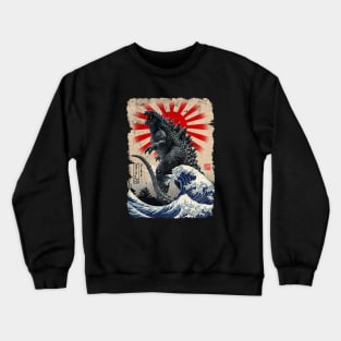 Godzilla and the Great Wave Crewneck Sweatshirt